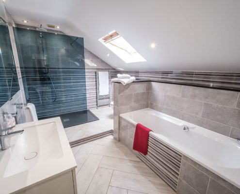 Ensuite bathroom with separate shower for first floor family room