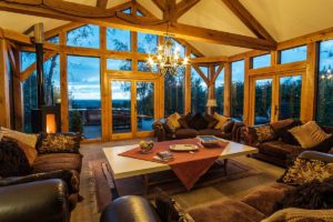 Oakhouse sun room at dusk,-perfect for celebrations and gatherings
